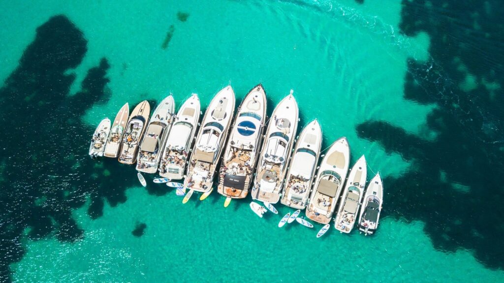 Multiple boats in Ibiza